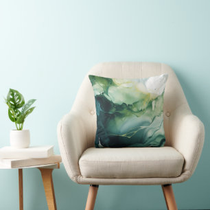 Moderne groene vloeistof Abstract Kussen