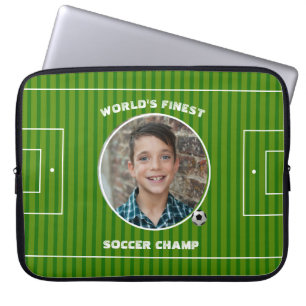 Moderne groene voetzoekersport Aangepaste foto Laptop Sleeve