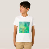 Moderne Groene Vogels in Woodland Painting T-shirt (Voorkant volledig)