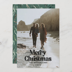 Moderne groene waterverf botanische typografie feestdagenkaart