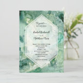 Moderne Groene Waterverf Bruiloft Kaart (Staand voorkant)