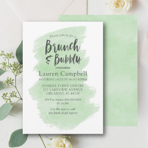 Moderne Groene Waterverf Brunch en Bubble Kaart