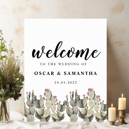 Moderne groene Waterverf Cactus Poster