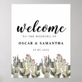 Moderne groene Waterverf Cactus Poster (Voorkant)