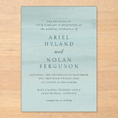 Moderne groene Waterverf Elegante bruiloft Acryl Uitnodigingen (Voorkant)