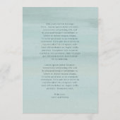 Moderne groene Waterverf Elegante bruiloft Menu (Achterkant)