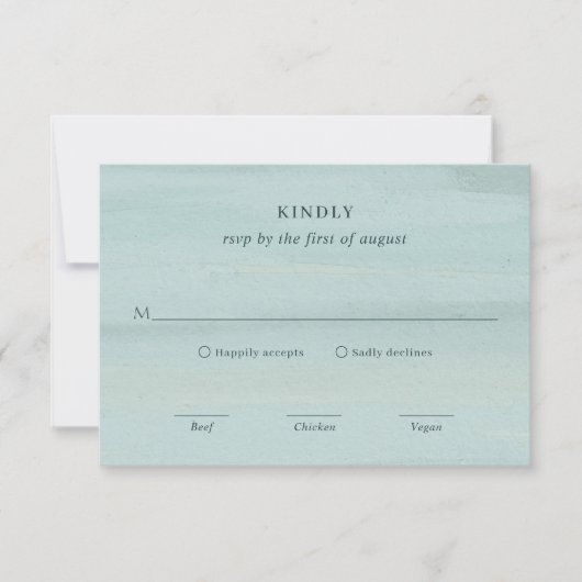 Moderne groene Waterverf Elegante bruiloft RSVP Kaartje (Voorkant)