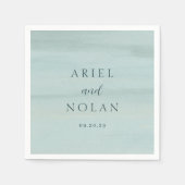 Moderne groene Waterverf Elegante bruiloft Servet (Voorkant)