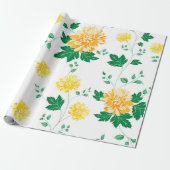 Moderne groene Waterverf Floral Cadeaupapier (Uitgerold)