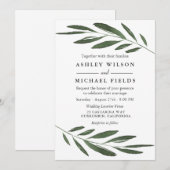 Moderne groene Waterverf lef Wedding Kaart (Voorkant / Achterkant)