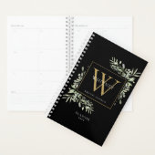 Moderne groene waterverf monogram naam planner (Display)