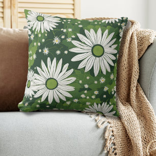 Moderne groene witte bloem kussen