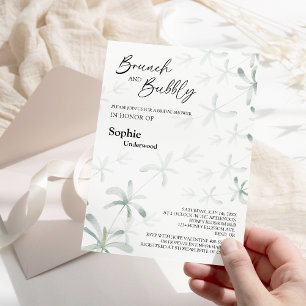 moderne groene witte bridal Brunch en brabbel Kaart