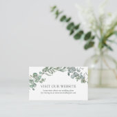 Moderne groene witte salie bruiloft website informatiekaartje (Staand voorkant)