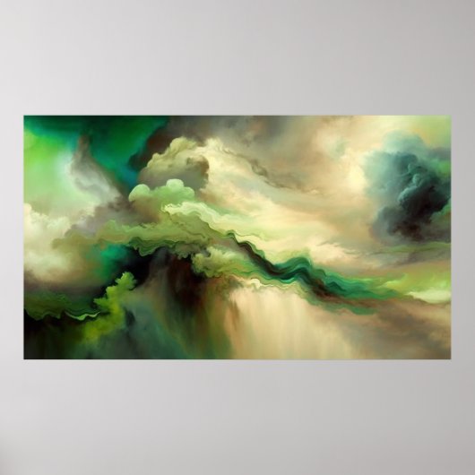 Moderne groene wolken Abstracte kunst Poster (Voorkant)