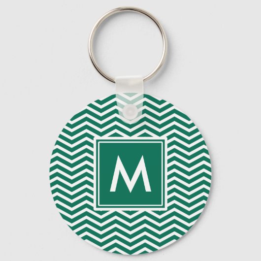 Moderne groene zeekleeuwen met monogram sleutelhanger (Voorkant)