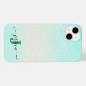 Moderne Groene Zilveren Ombre Glitter Monogram Case-Mate iPhone Case (Achterkant (horizontaal))