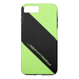 Moderne groene & zwarte one strepe, persoonlijke n iPhone 8 plus / 7 plus hoesje