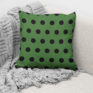 Moderne groene zwarte polka stippen patroon kussen
