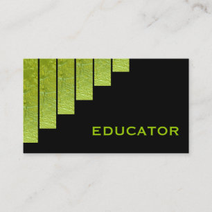 Moderne, groene, zwarte verticale strepen educator visitekaartje