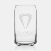 Moderne Groomsmen Custom Name Gift met Tuxedo Blikvorm Glas (Achterkant)