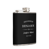 Moderne Groomsmen Gift Elegante Bruid en Bruidegom Heupfles (Rechts)