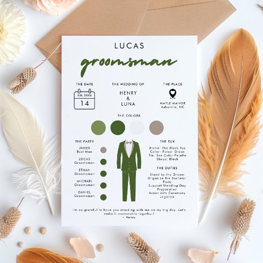Moderne Groomsmen Info Kaart