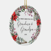 Moderne grootmoeder en opa kerstversiering keramisch ornament (Rechts)