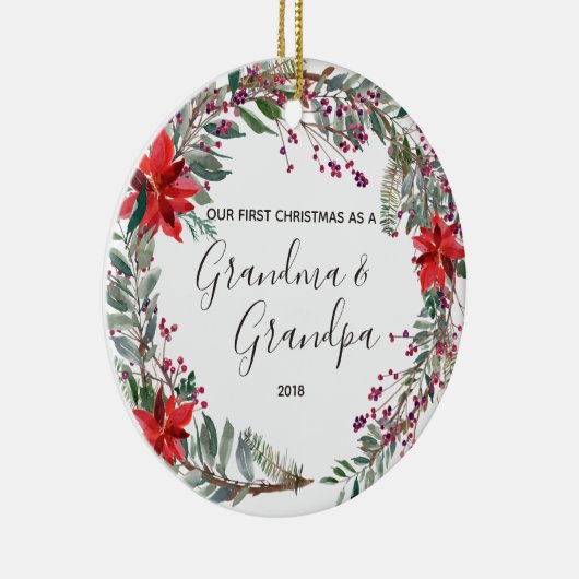 Moderne grootmoeder en opa kerstversiering keramisch ornament (Rechts)