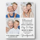 Moderne Grootouders Kleinkinderen Custom 3 Afbeeld Fotoplaat (Voorkant)