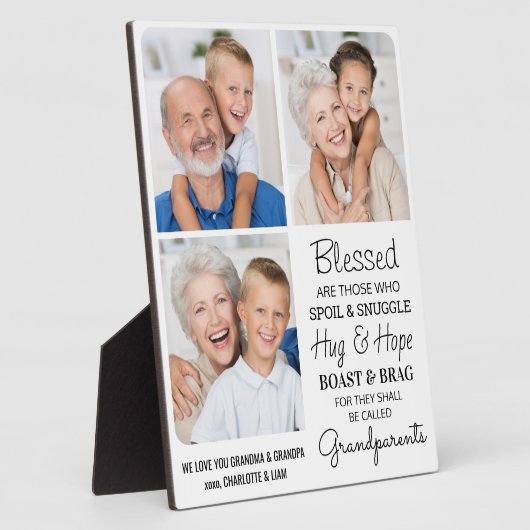 Moderne Grootouders Kleinkinderen Custom 3 Afbeeld Fotoplaat (Zijkant)