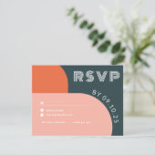 Moderne Groovy Arch Retro RSVP QR Code Weddenschap (Staand voorkant)