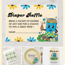 Moderne Groovy Daisy Blauw Geel Ze is klaar om uit