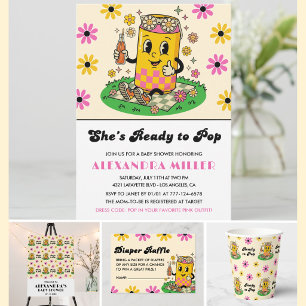 Moderne Groovy Daisy Roze Geel Ze is klaar om te k Kaart