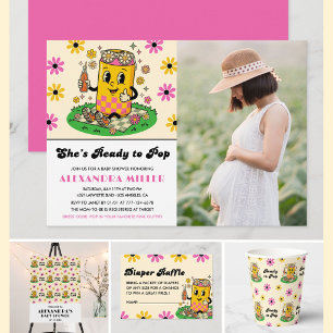 Moderne Groovy Daisy Roze Geel Ze is klaar om te k Kaart