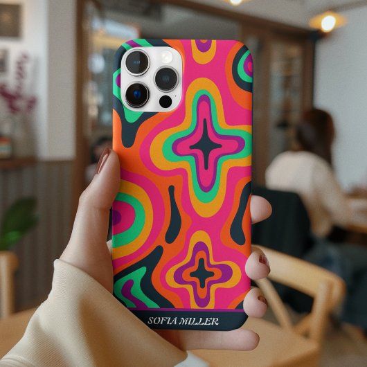Moderne Groovy Kleurrijke Retro Regenboog Boho Abs Case-Mate iPhone Case