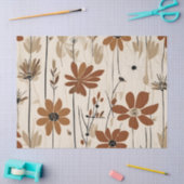 Moderne Groovy Retro Rusty Bruine Bloemen Tissuepapier (Craft)