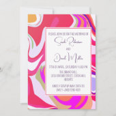 Moderne Groovy Swirl Levendige Roze Bruiloft Kaart (Voorkant)