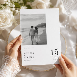 Moderne grote datum foto save the date kaart