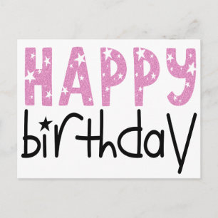Moderne Grote Typografie Roze Glitter Gelukkige Ve Briefkaart