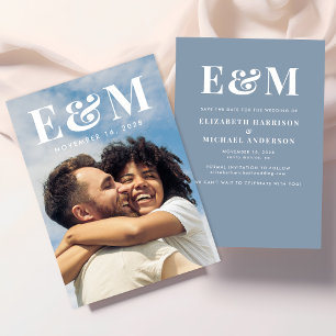 Moderne Grote Vette Monogram Initialen Foto Save The Date