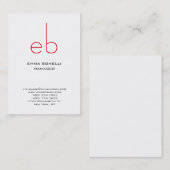 Moderne grote witte achtergrond van het rode monog visitekaartje (Voorkant / Achterkant)