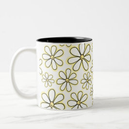 Moderne grote witte en gele alk Daisies Tweekleurige Koffiemok
