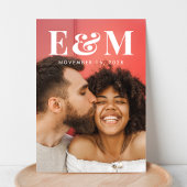 Moderne grote witte monogram Initialen foto zwart Save The Date