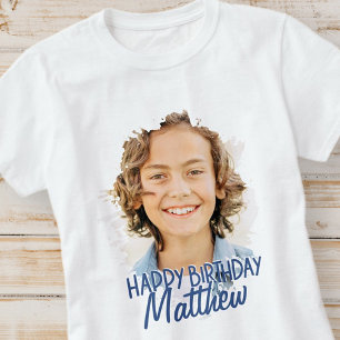 Moderne Grunge Cool Custom Foto Verjaardag Groet T-shirt
