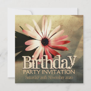 Moderne Grunge Coral Rose Fleur Invitation personn