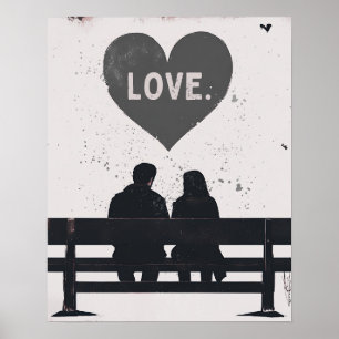 Moderne Grunge liefde kunstwerk - stedelijk, minim Poster