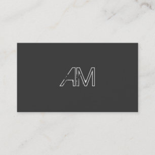 Moderne Grunge Monogram op Carbon Black Visitekaartje