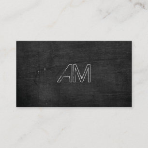 Moderne Grunge Monogram op zwart hout Visitekaartje