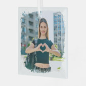 Moderne Grunge-randfoto Glas Ornament (Voorkant links)